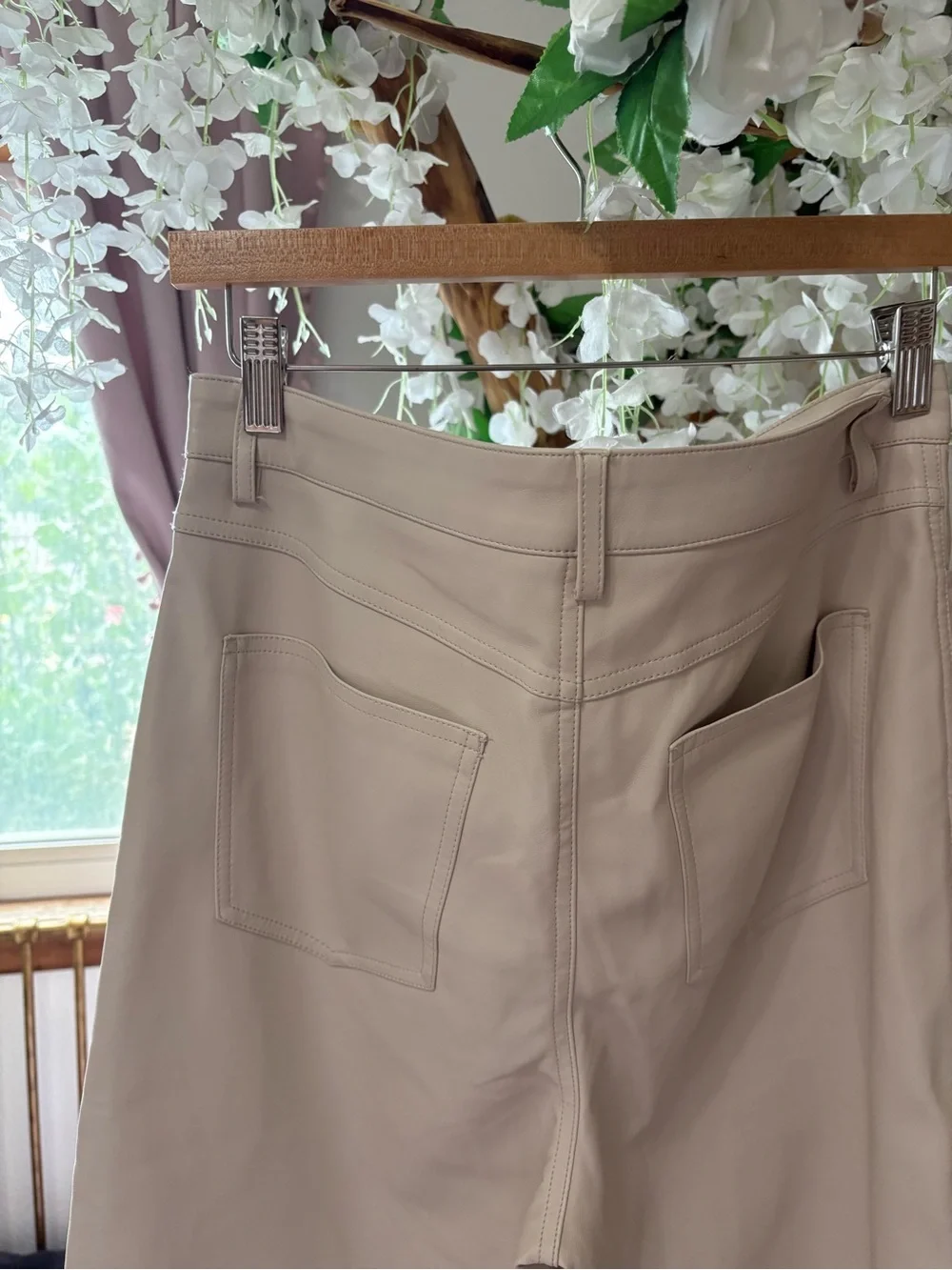 Mango Faux Leather Beige Pants